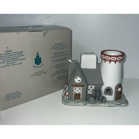Partylite Stoney Harbor Lighthouse Tea Light Cottage House Ceramic Coastal Beach - Picture 1 of 6